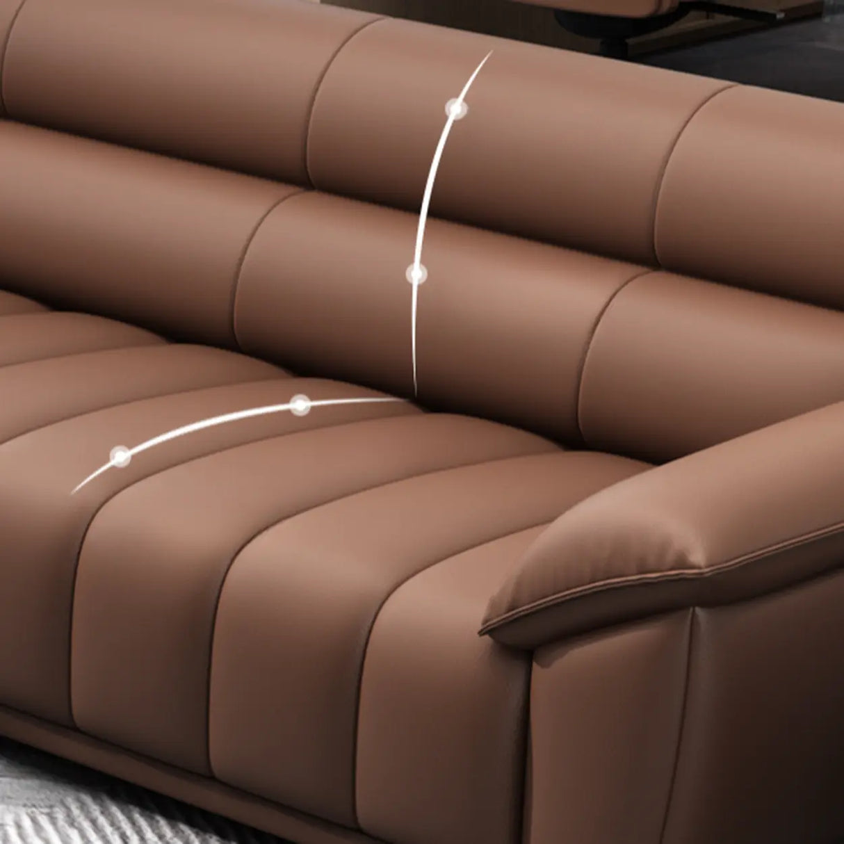 Tan Waterproof Faux Leather Upholstered Back Sofa Image - 17