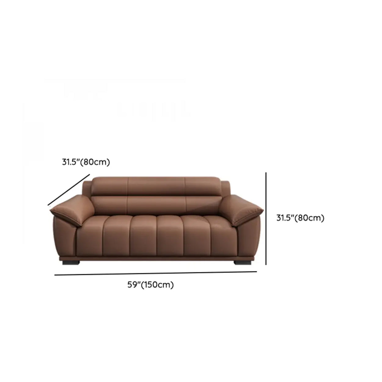 Tan Waterproof Faux Leather Upholstered Back Sofa Image - 19