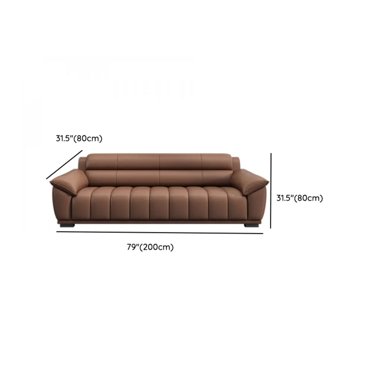 Tan Waterproof Faux Leather Upholstered Back Sofa Image - 20