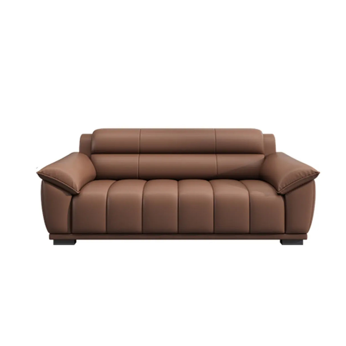 Tan Waterproof Faux Leather Upholstered Back Sofa Image - 4