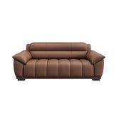 Tan Waterproof Faux Leather Upholstered Back Sofa Image - 4