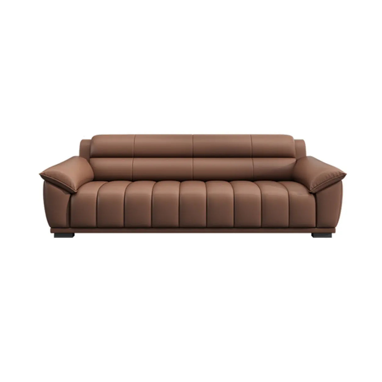 Tan Waterproof Faux Leather Upholstered Back Sofa Image - 5