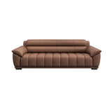 Tan Waterproof Faux Leather Upholstered Back Sofa Image - 5