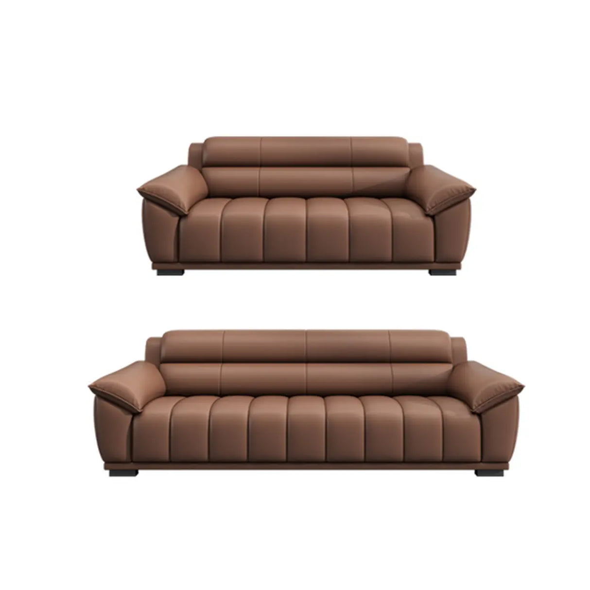 Tan Waterproof Faux Leather Upholstered Back Sofa Image - 9