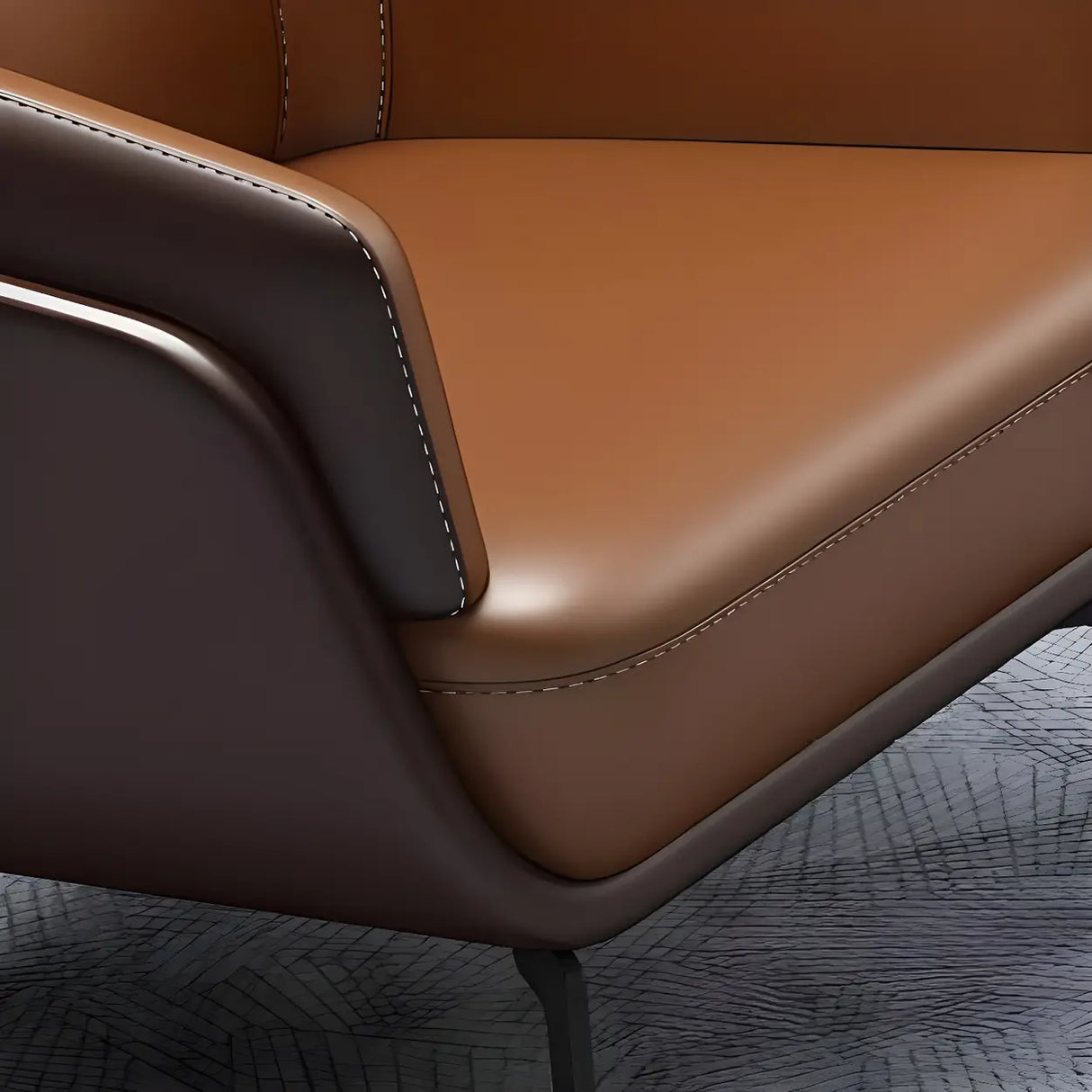 Tan Waterproof Leather Upholstered Back Sofa Set Image - 12