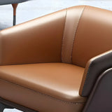 Tan Waterproof Leather Upholstered Back Sofa Set Image - 13