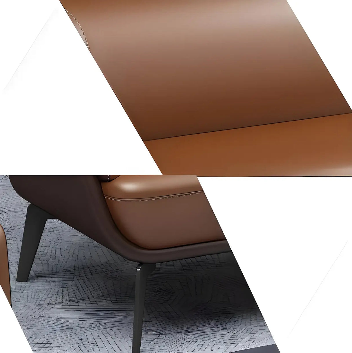 Tan Waterproof Leather Upholstered Back Sofa Set Image - 14