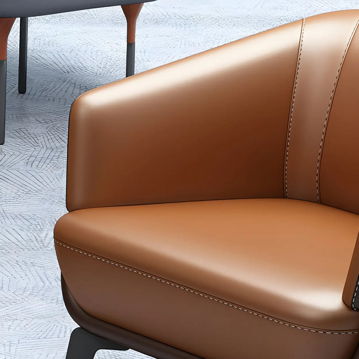 Tan Waterproof Leather Upholstered Back Sofa Set Image - 16