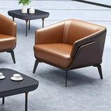Tan Waterproof Leather Upholstered Back Sofa Set Image - 5