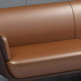 Tan Waterproof Leather Upholstered Back Sofa Set Image - 8