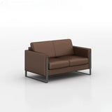 Tan Waterproof Leather Wood Frame 3-Seater Sofa Set Image - 2