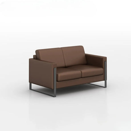 Tan Waterproof Leather Wood Frame 3-Seater Sofa Set Image - 2