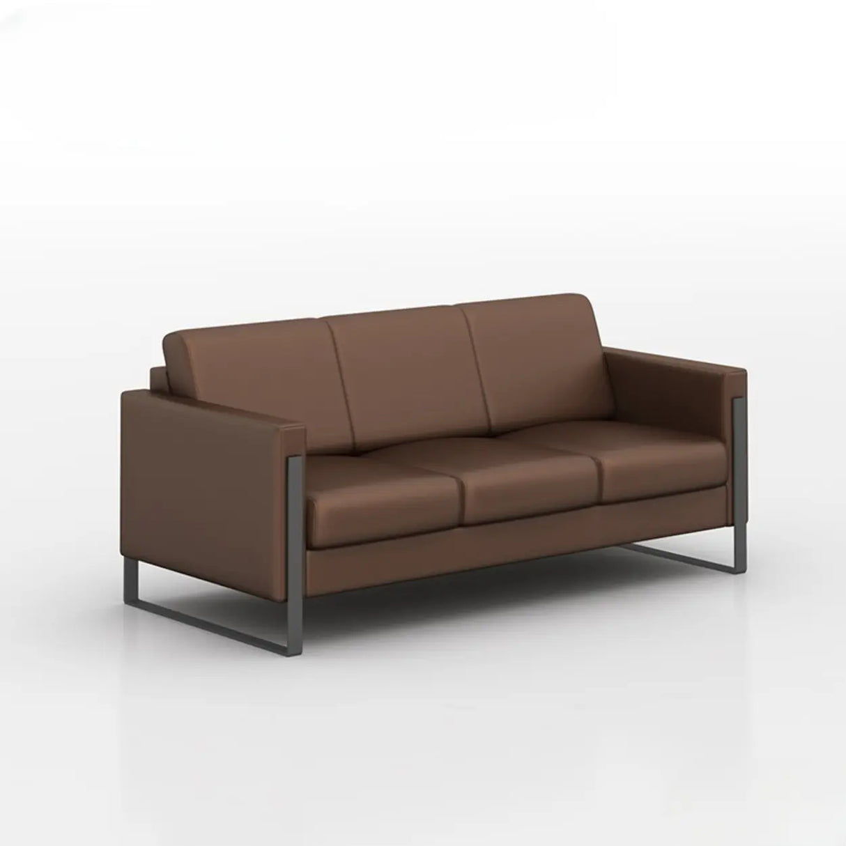 Tan Waterproof Leather Wood Frame 3-Seater Sofa Set Image - 3