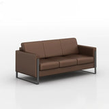 Tan Waterproof Leather Wood Frame 3-Seater Sofa Set Image - 3