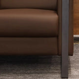 Tan Waterproof Leather Wood Frame 3-Seater Sofa Set Image - 9