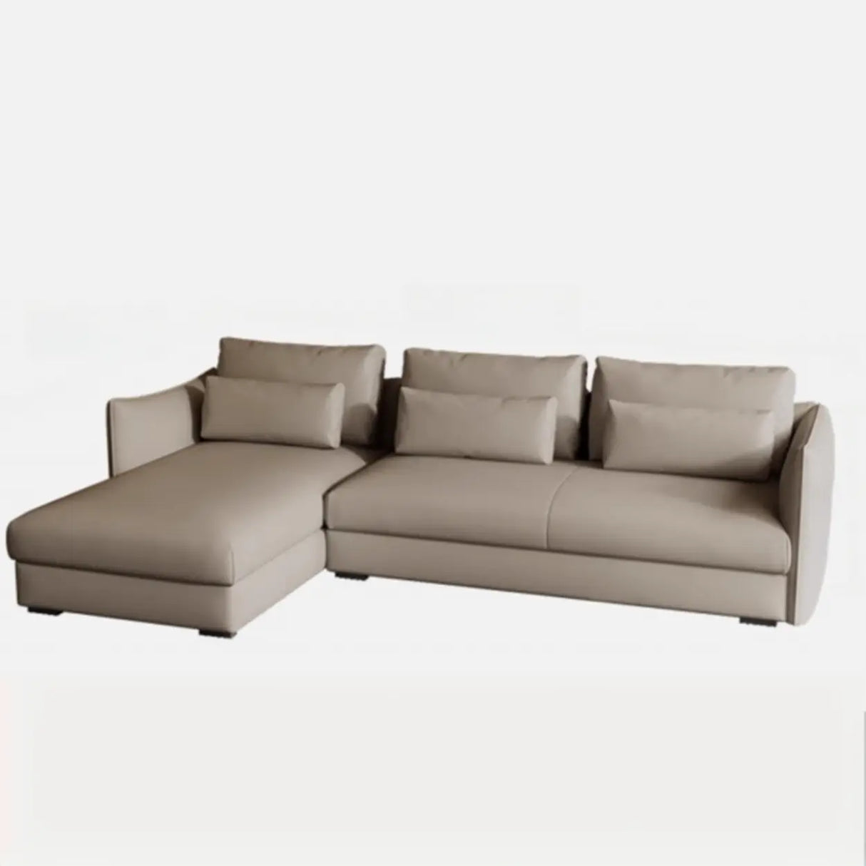 Tear Resistant Cow Leather Pillow Sofa with Ottoman Image - 10
