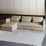 Tear Resistant Cow Leather Pillow Sofa with Ottoman Image - 13