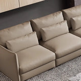 Tear Resistant Cow Leather Pillow Sofa with Ottoman Image - 14