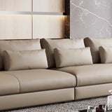Tear Resistant Cow Leather Pillow Sofa with Ottoman Image - 17