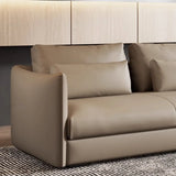 Tear Resistant Cow Leather Pillow Sofa with Ottoman Image - 18