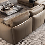 Tear Resistant Cow Leather Pillow Sofa with Ottoman Image - 19