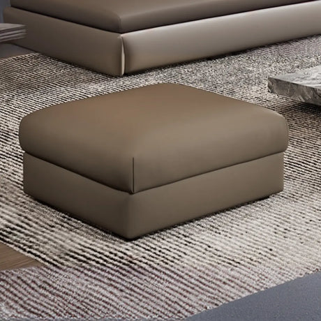 Tear Resistant Cow Leather Pillow Sofa with Ottoman Image - 2