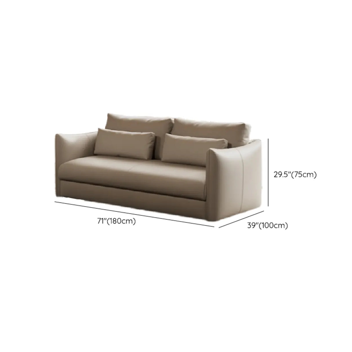 Tear Resistant Cow Leather Pillow Sofa with Ottoman Image - 22