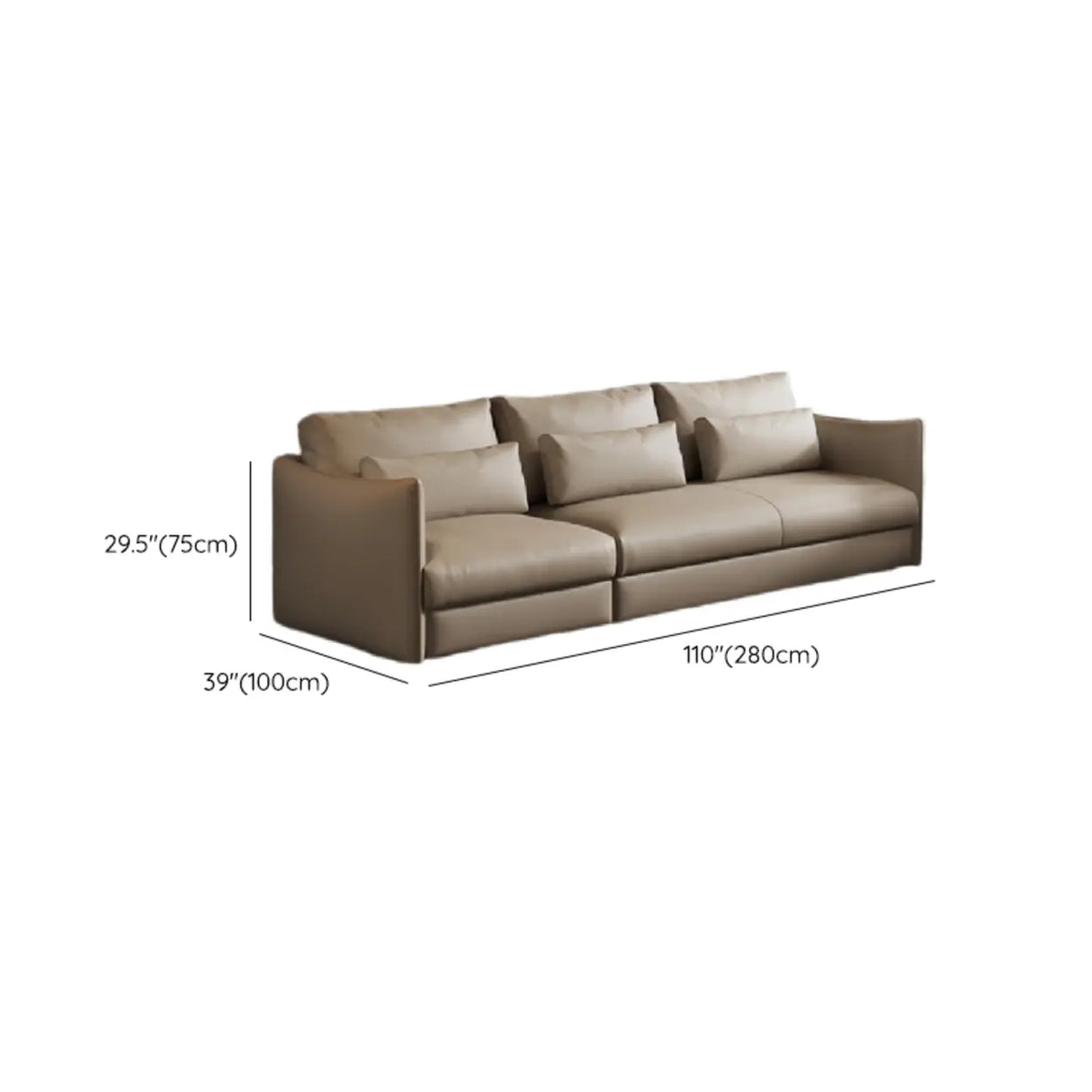Tear Resistant Cow Leather Pillow Sofa with Ottoman Image - 27