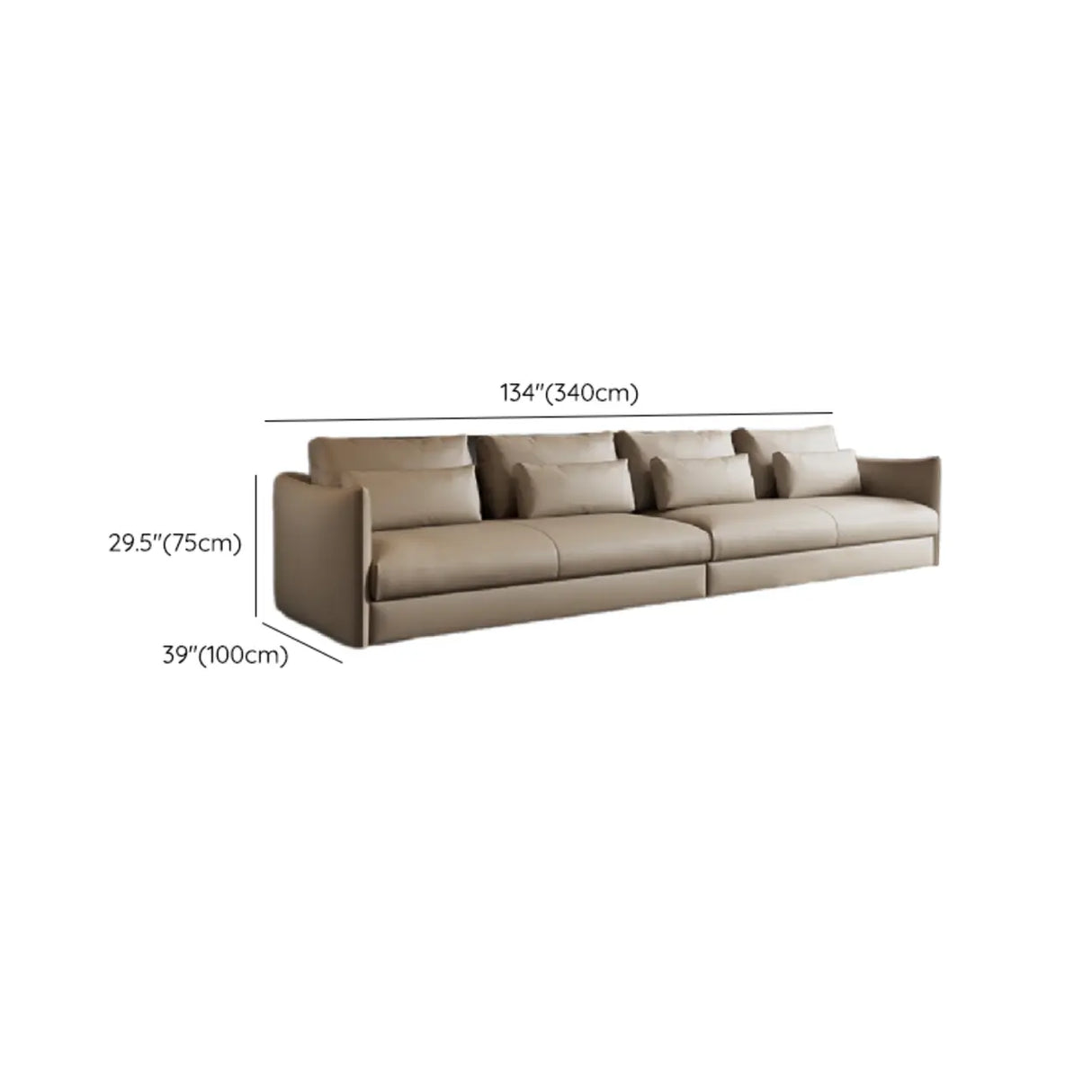 Tear Resistant Cow Leather Pillow Sofa with Ottoman Image - 30