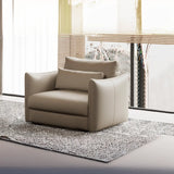 Tear Resistant Cow Leather Pillow Sofa with Ottoman Image - 4