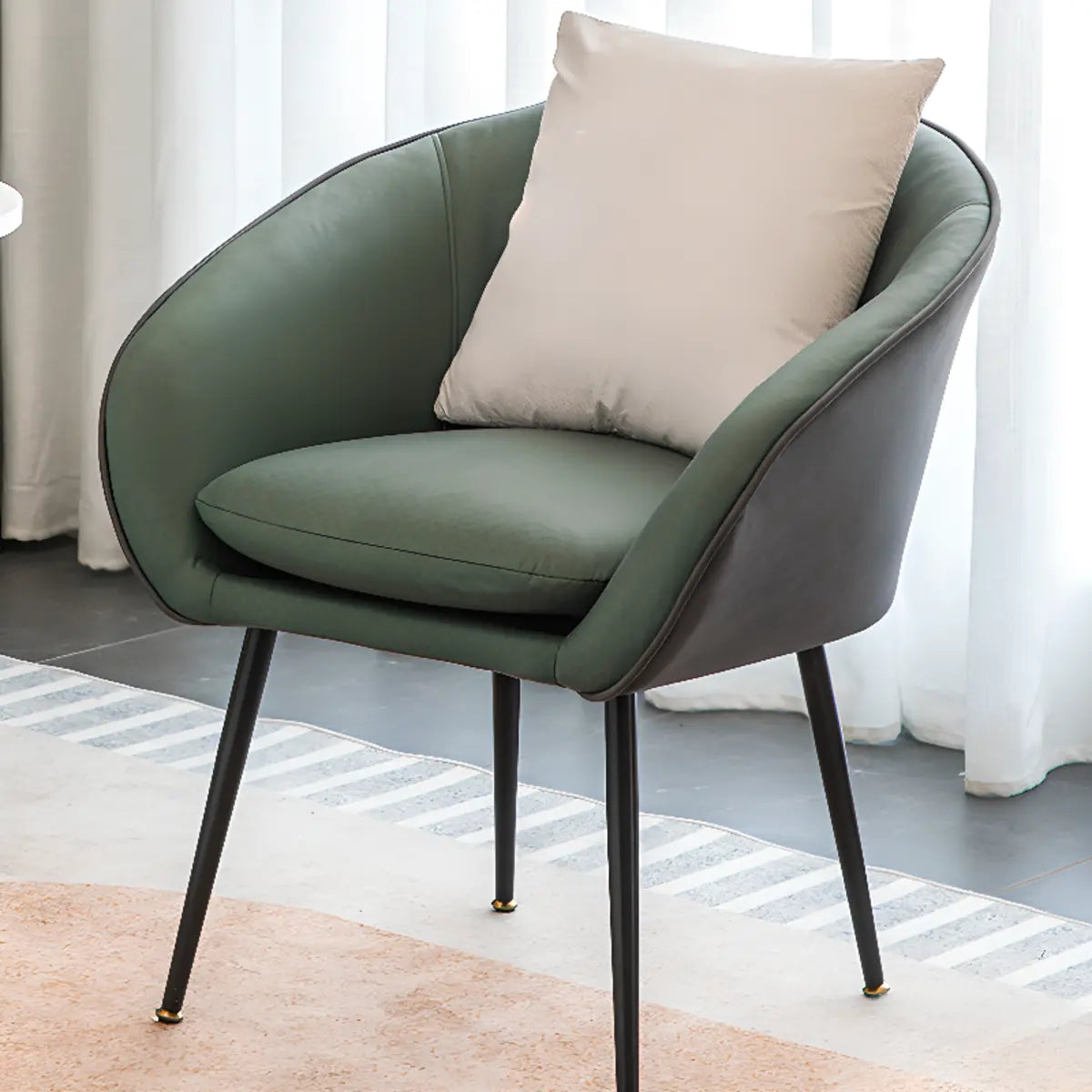 Tear Resistant Fixed Back Barrel Chair with Pillow Image - 11
