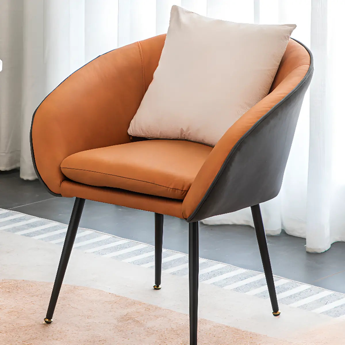 Tear Resistant Fixed Back Barrel Chair with Pillow Image - 4