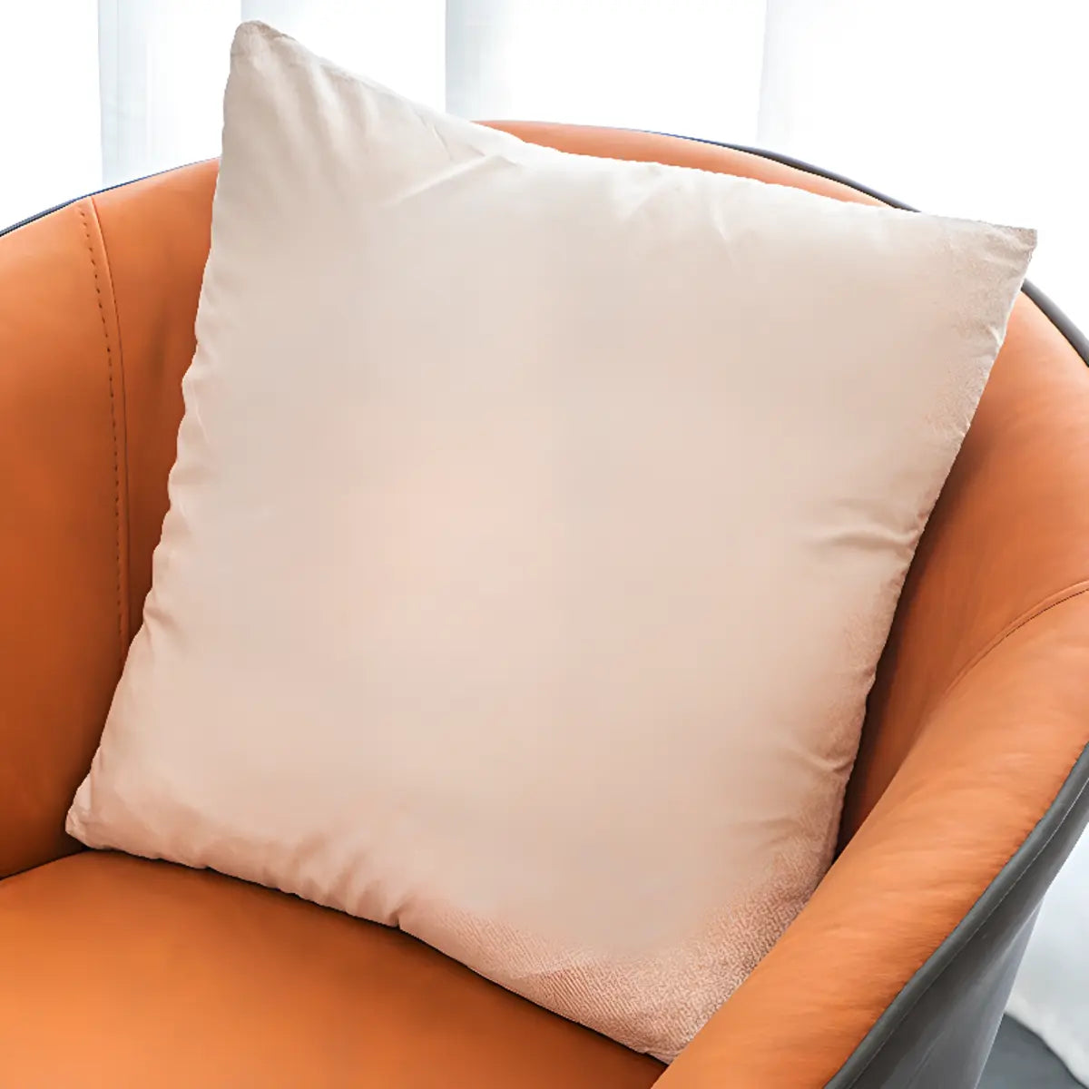 Tear Resistant Fixed Back Barrel Chair with Pillow Image - 8