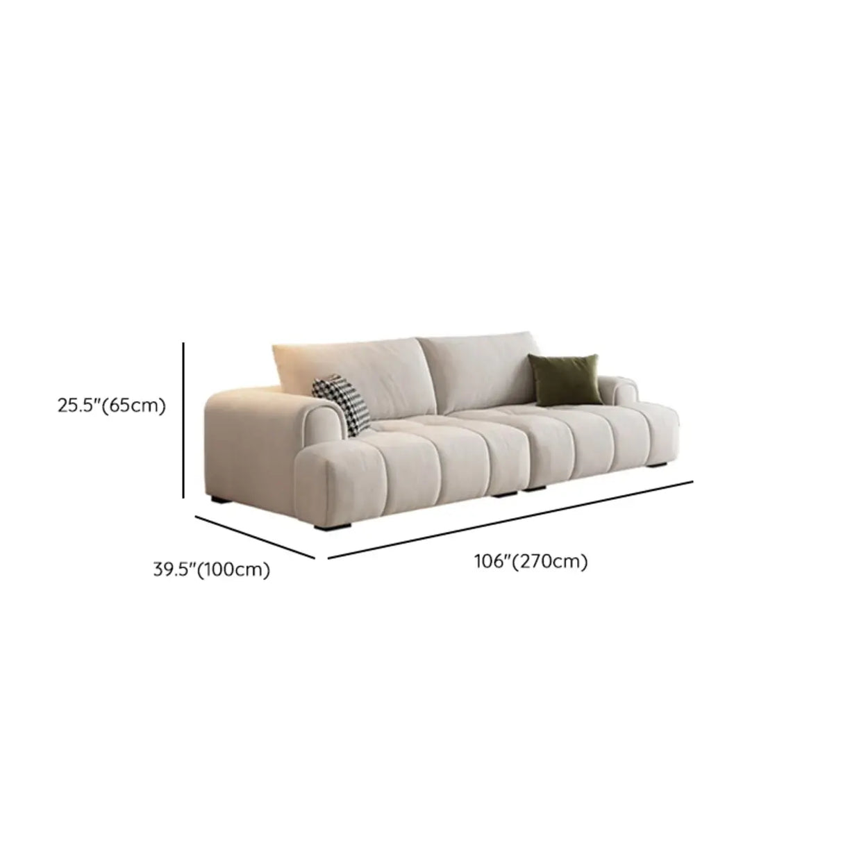 Tear Resistant L-Shaped Fabric White Large Sectional Sofa 