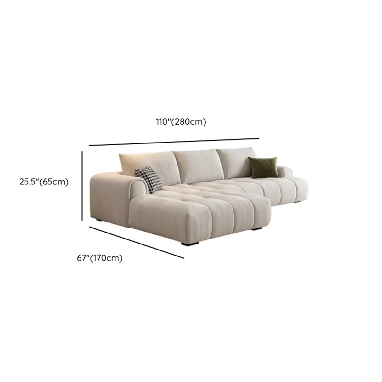 Tear Resistant L-Shaped Fabric White Large Sectional Sofa Image - 13