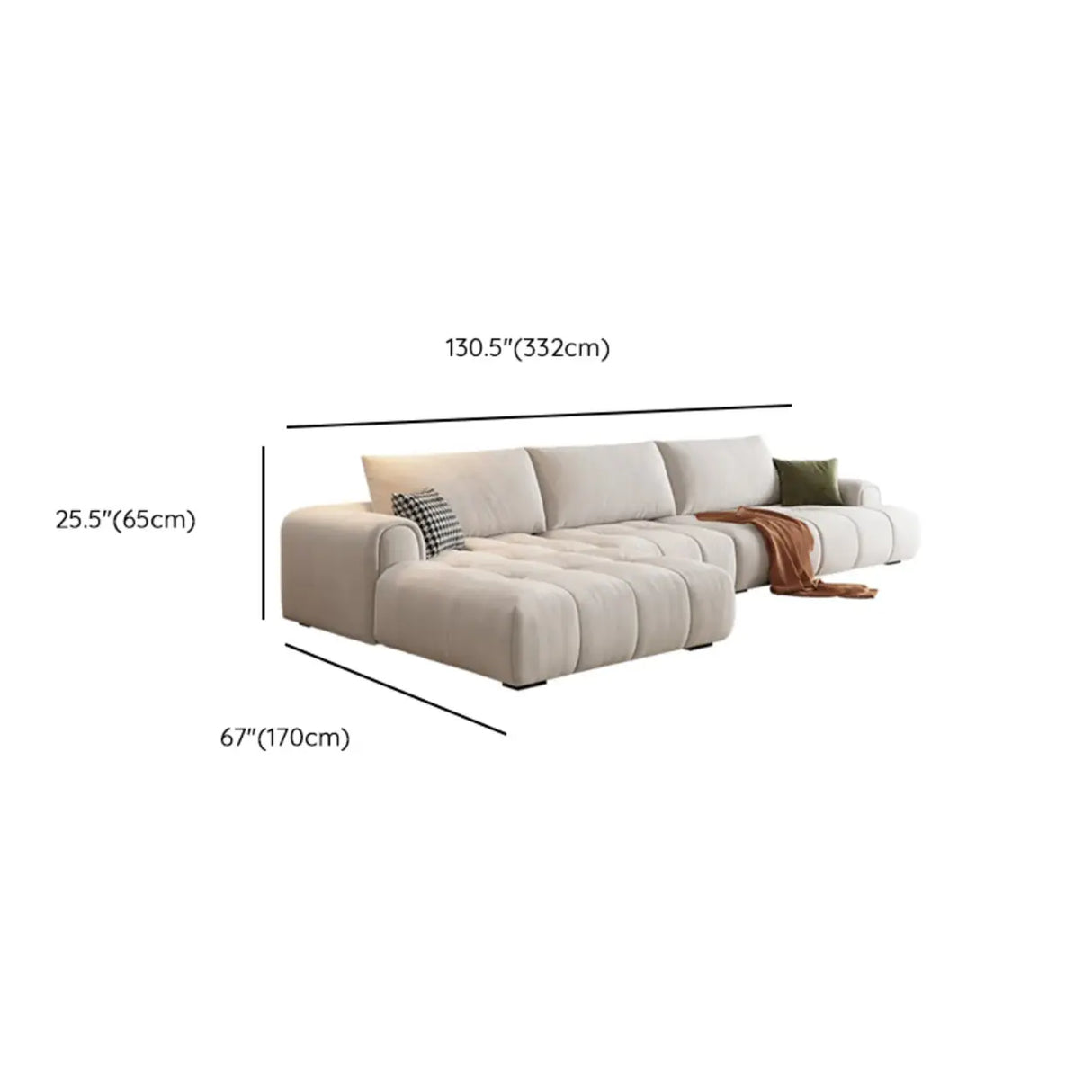 Tear Resistant L-Shaped Fabric White Large Sectional Sofa Image - 16
