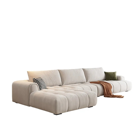 Tear Resistant L-Shaped Fabric White Large Sectional Sofa Image - 2