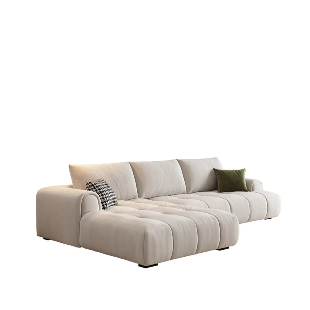 Tear Resistant L-Shaped Fabric White Large Sectional Sofa Image - 3