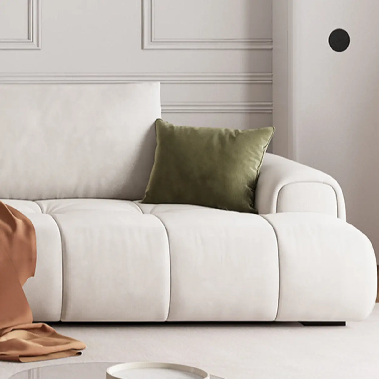Tear Resistant L-Shaped Fabric White Large Sectional Sofa Image - 8