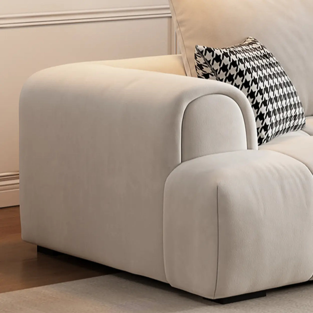 Tear Resistant L-Shaped Fabric White Large Sectional Sofa Image - 9