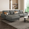 Tear Resistant L-Shaped Leather Tan Sofa with Chaise Image - 4