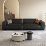 Tear Resistant Leather Square Arm Cushion Back Sofa Image - 4