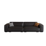 Tear Resistant Leather Square Arm Cushion Back Sofa Image - 5