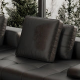 Tear Resistant U-Shape Leather Black Large Sectional Sofa Image - 10