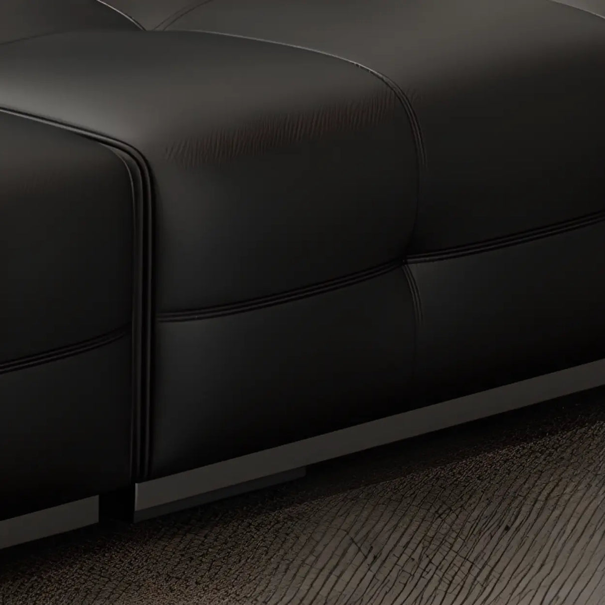 Tear Resistant U-Shape Leather Black Large Sectional Sofa Image - 11