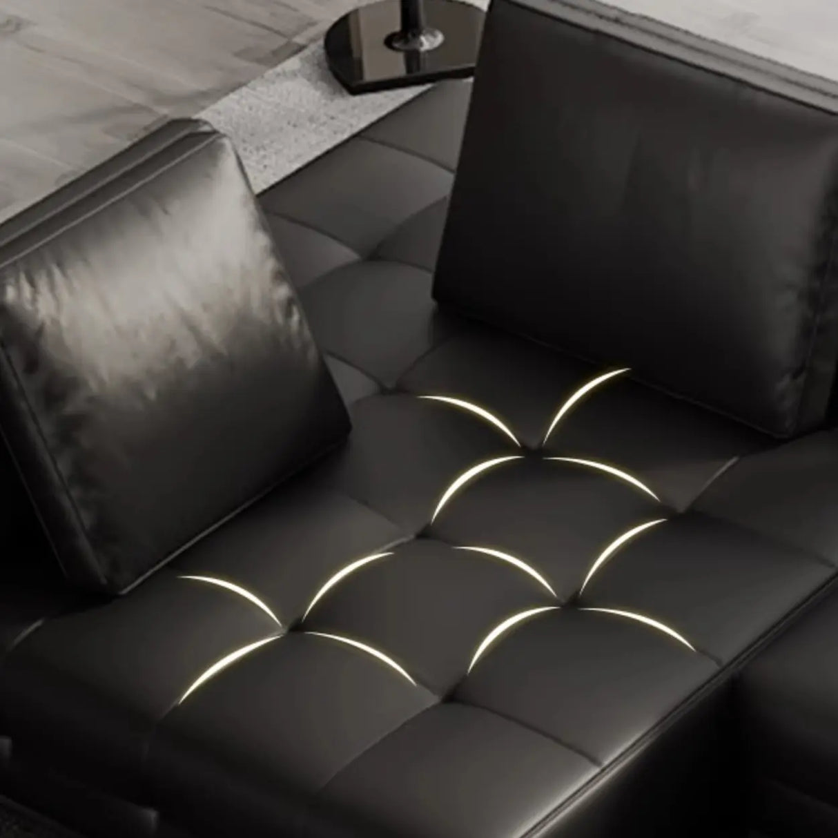 Tear Resistant U-Shape Leather Black Large Sectional Sofa Image - 13