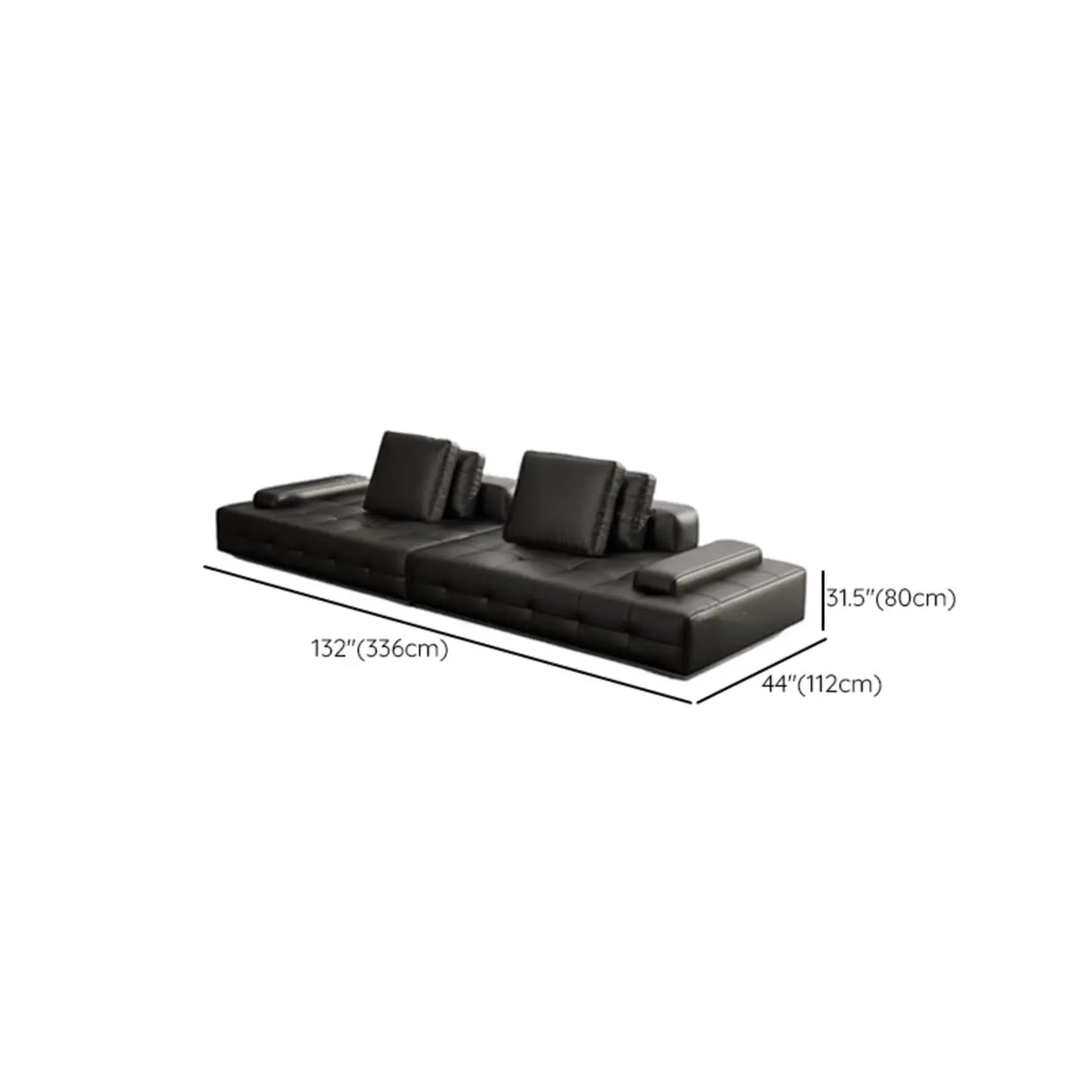 Tear Resistant U-Shape Leather Black Large Sectional Sofa 