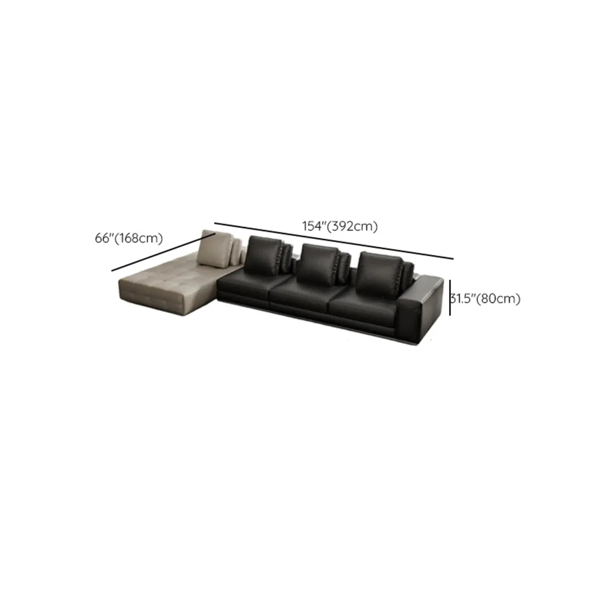 Tear Resistant U-Shape Leather Black Large Sectional Sofa Image - 17