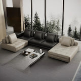 Tear Resistant U-Shape Leather Black Large Sectional Sofa Image - 7