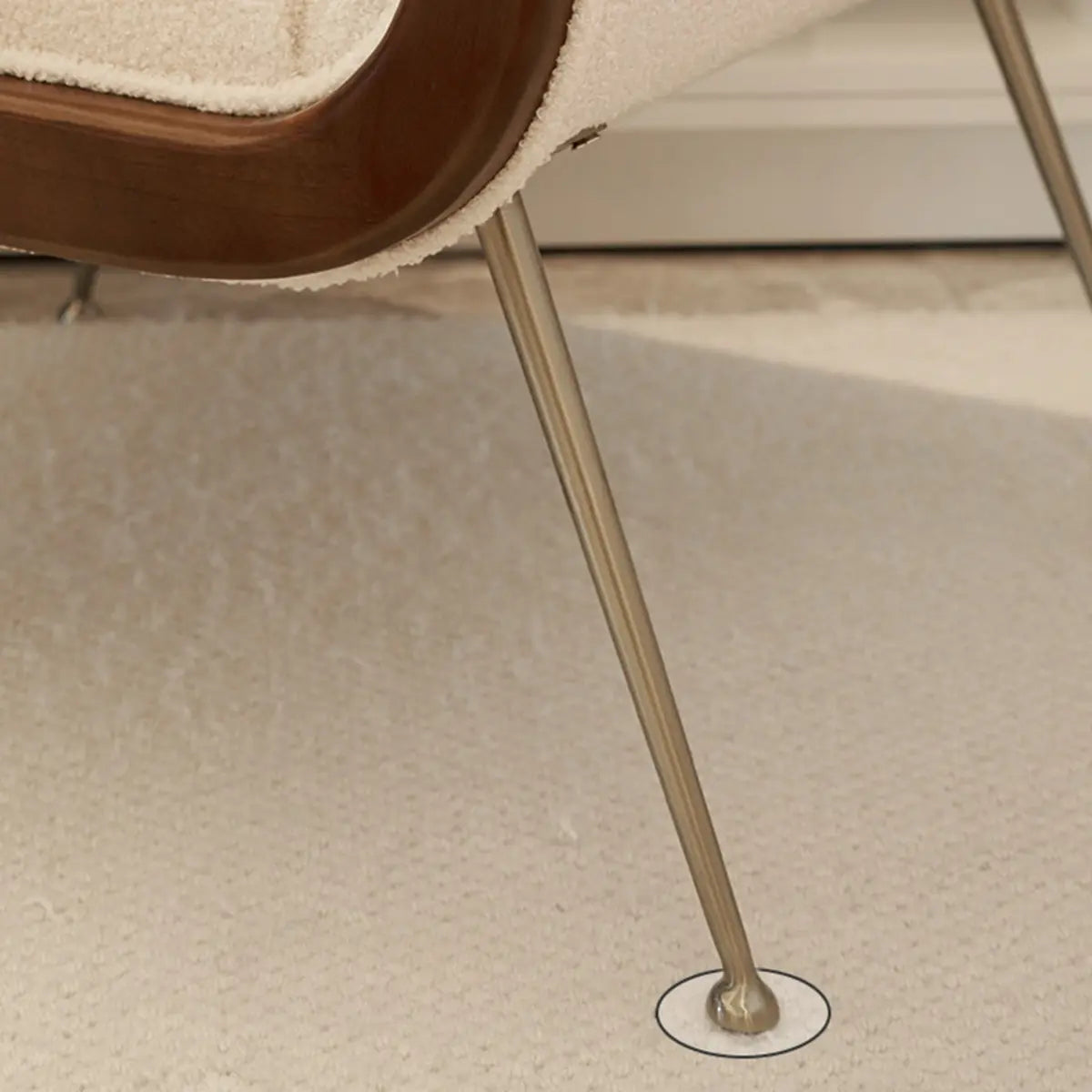 Textured Sherpa Tight Back Brass Leg Parsons Chair Image - 9